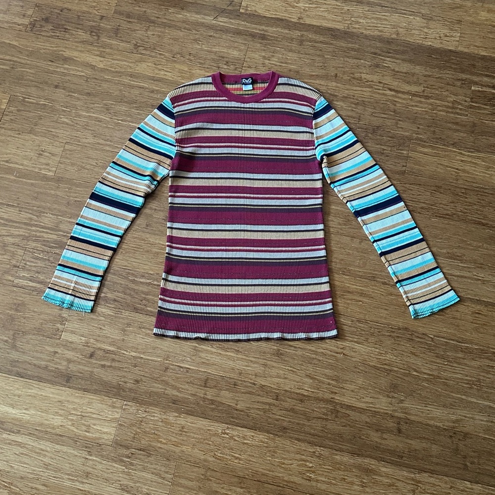Dolce & Gabbana Metallic Striped Crew Neck Sweater - Multicolor